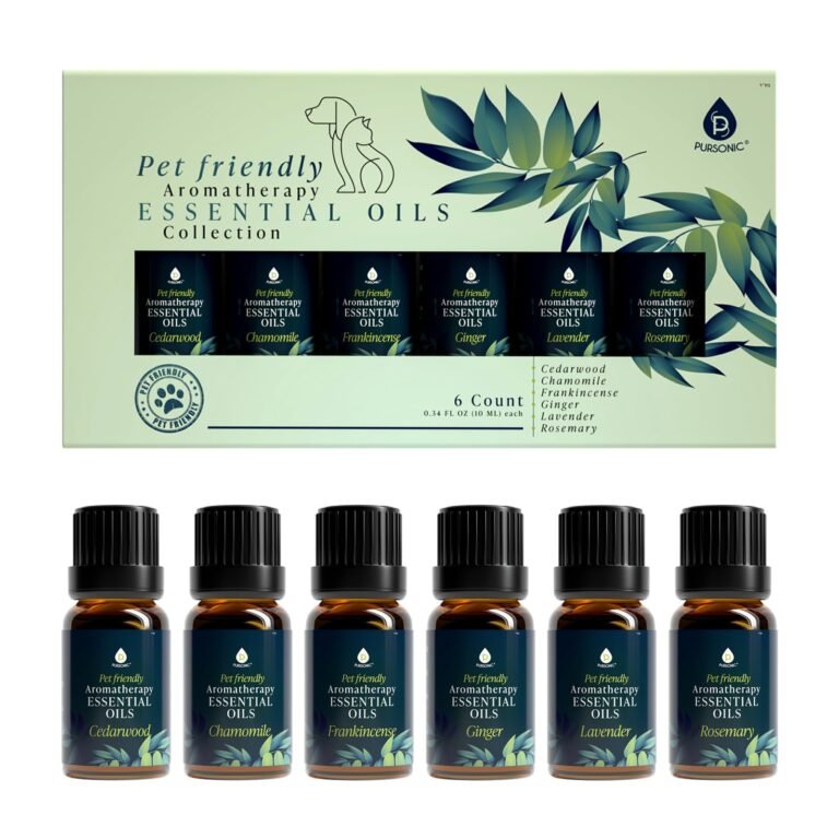 Pet-friendly aromatherapy essential oils collection with six different scents