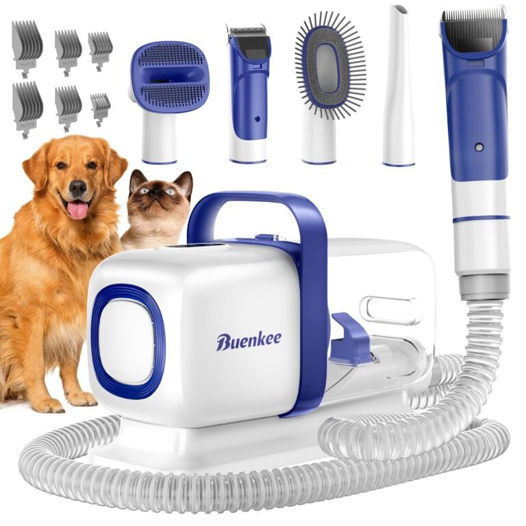 Pet grooming kit with vacuum, clippers, and two pets