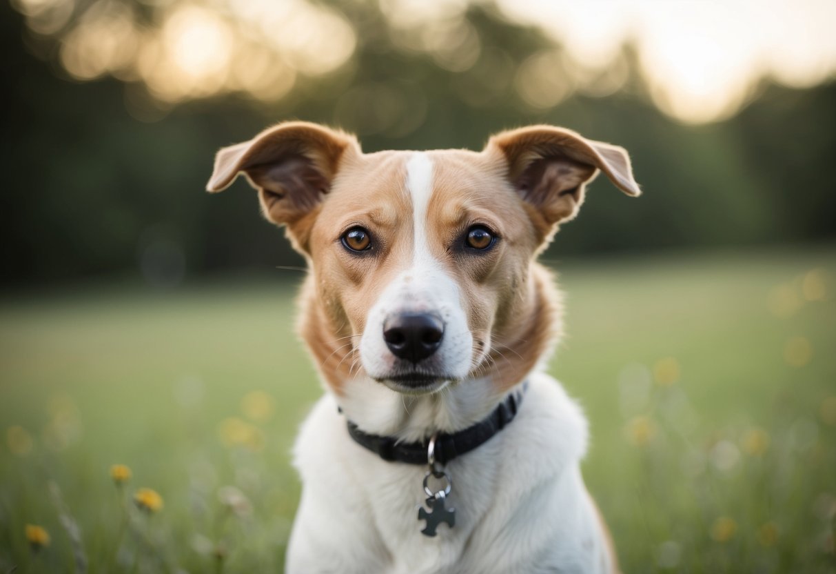 A dog with circular bald patches and tick bite signs on its fur