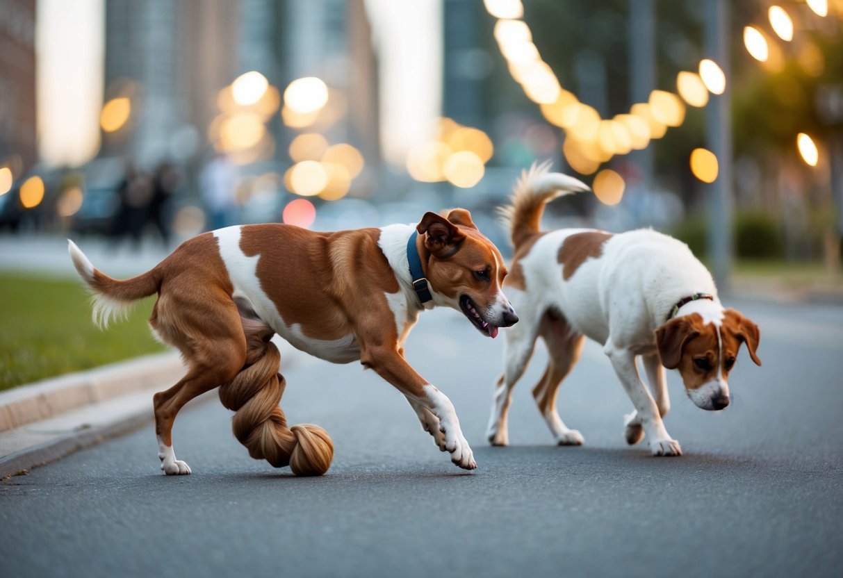 A dog with a twisted leg struggles to walk, while another dog stumbles and loses balance.</p><p>A third dog appears disoriented and walks in circles